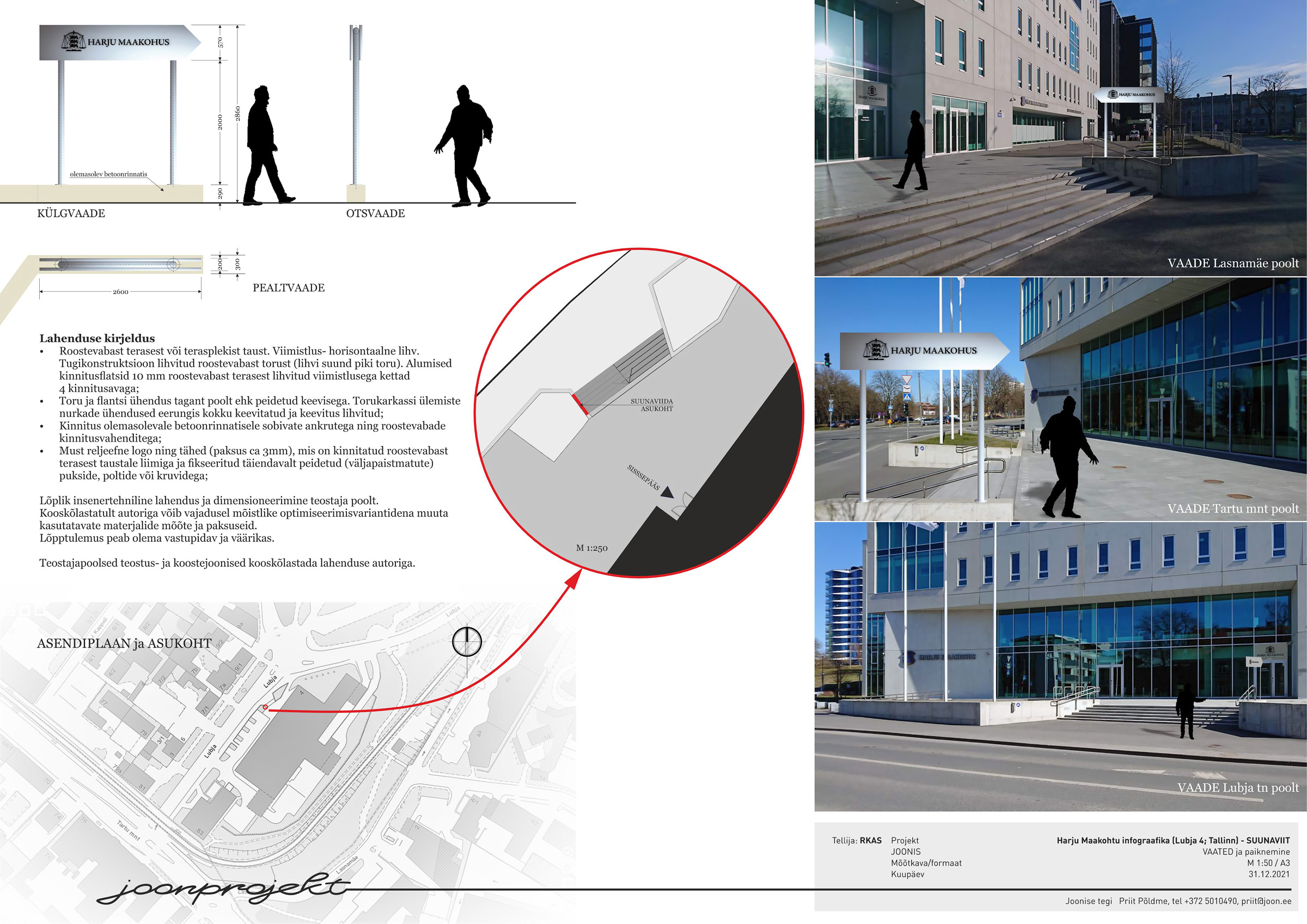Harju Maakohtu välisviit hoone fassaadil